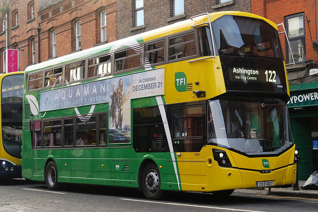 Bus with Transport for Ireland livery in South Great George's Street, Dublin. By Cityswift - https://www.flickr.com/photos/cityswift/53568175628/, CC BY 2.0, https://commons.wikimedia.org/w/index.php?curid=146079515