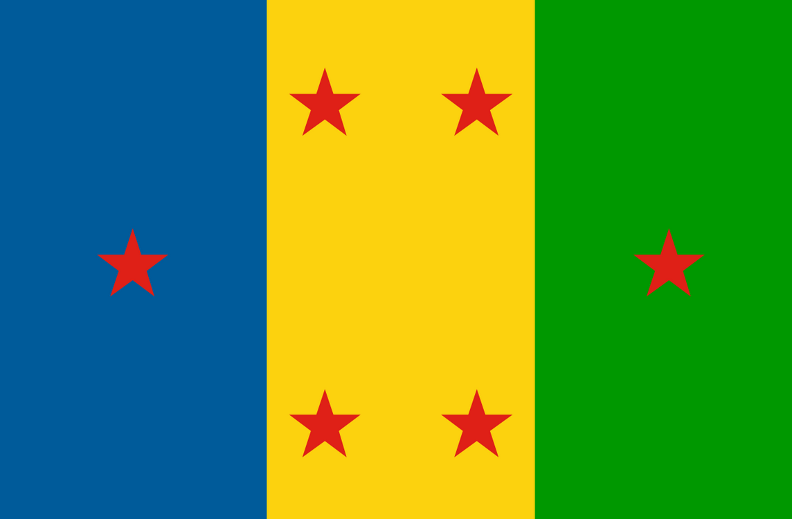 The flag of the Ogoni people as designed by the Movement for the Survival of the Ogoni People. Via Wikipedia.